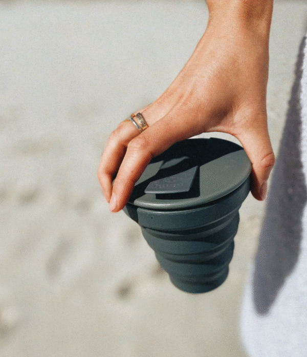 Duurzaam360- herbruikbare inklapbare opvouwbare drink koffie beker zwart - Duurzaam leven