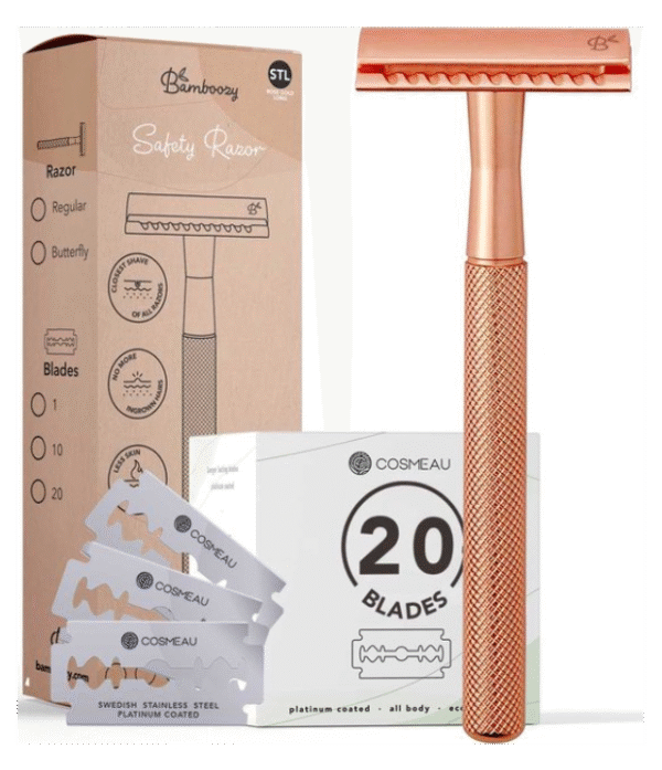 Duurzaam360 - Bamboozy Safety Razor Rosé Goud – Inclusief 20 Scheermesjes & E-book - zero waste - duurzaam leven