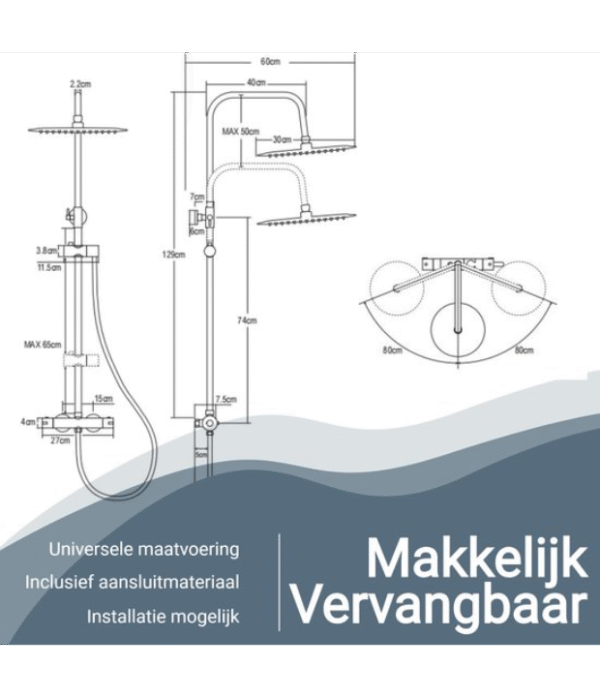 Duurzaam360 - Waterbesparende Regendouche Set met Thermostaatkraan – 6 Sproeistanden & Filter | Vitarain - Duurzaam leven - duurzaam wonen - waterbesparen